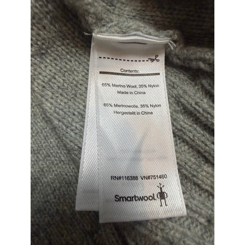 Smartwool Gray Merino Wool Cable Knit Pointelle Crew Neck Sweater Womens Medium - Picture 4 of 7